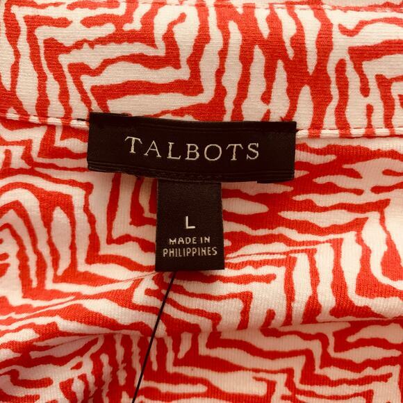 TALBOTS Dress Ponte‎ Knit Rayon Collared Shirt Belted Coral Classic Capsule NWT - Picture 9 of 13